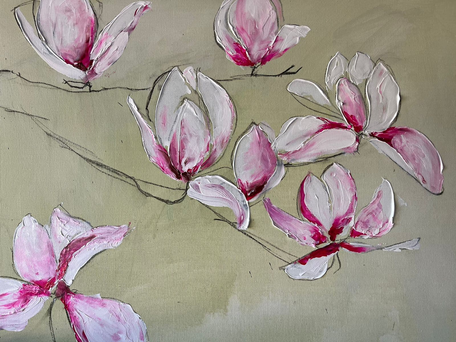 Magnolia Study — mixed media botanical study