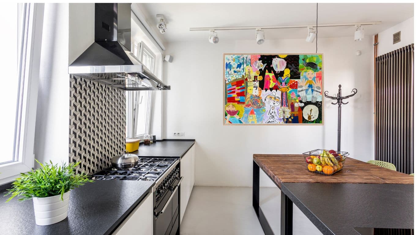 Legacy collage in a modern kitchen setting